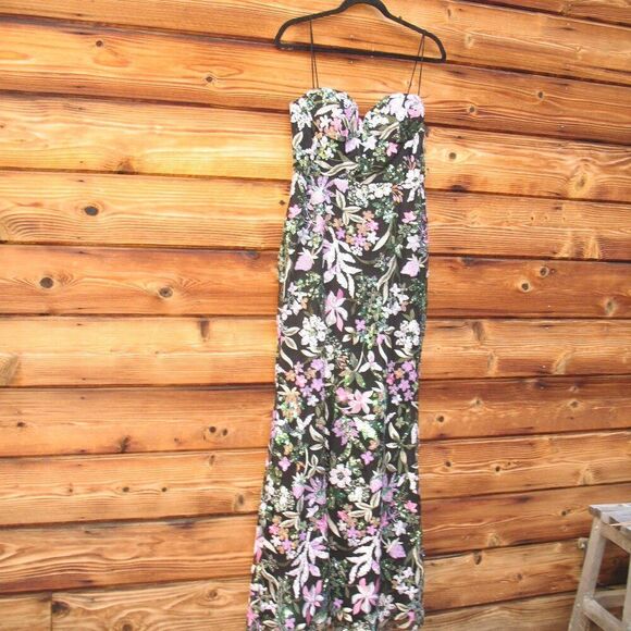 Mac Duggal 49827 Spaghetti Strap Bustier Embroidered Applique Gown - Picture 7 of 16